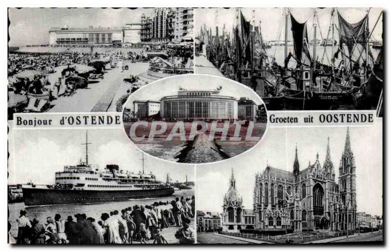 Old Postcard Hello d & # 39Ostende Groeten Uit Oostende