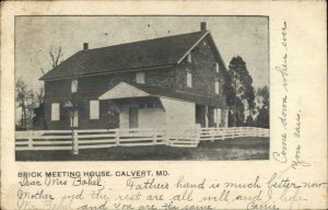 Calvert MD Brick Meeting House c1905 Postcard