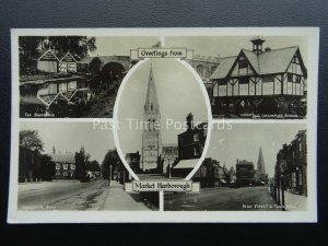 Leicestershire MARKET HARBOROUGH 5 Image Multiview c1950's RP Postcard