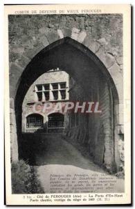 Old Postcard Perouges Cite The door & # 39en high studded door remains of siege