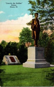 Illinois Dixon Lincoln The Soldier Statue 1941 Curteich