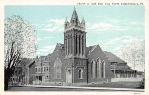 SHIPPENSBURG, PA Pennsylvania  CHURCH OF GOD   Curteich Blue Sky Postcard