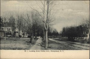 Hempstead Long Island NY Down Fulton Ave c1910 Postcard