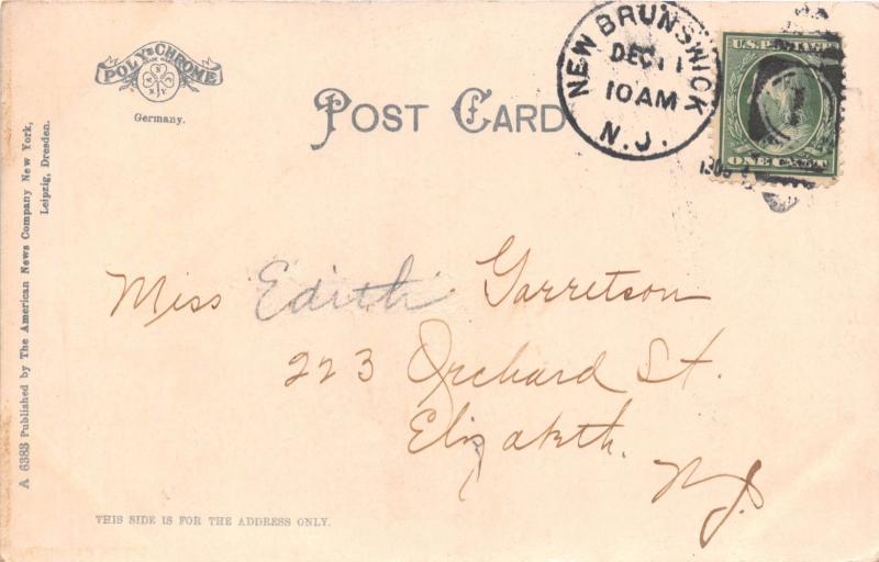 NEW BRUNSWICK NEW JERSEY~FIRST PRESBYTERIAN CHURCH POSTCARD 1900s