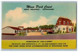 Mena Arkansas Postcard Mena Park Court Hometown Lum Abner Downtown Exterior 1940