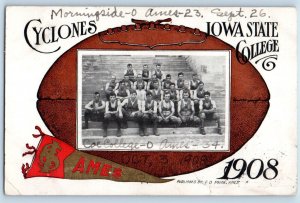 Ames Iowa IA Postcard Cyclones Iowa State College Pennant 1908 Posted Antique