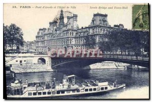 Paris Postcard Old Bridge of Arcola and the City Hall Boat