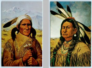 2 Postcards GERONIMO & CHIEF JOSEPH Native Americans ~ Artist HENRY H. CROSS