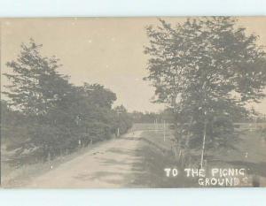 Pre-1918 rppc CAPTION SAYS - TO THE PICNIC GROUNDS - ROAD SHOWN HM0128