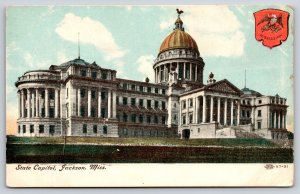State Capitol~Building From Below & Seal Jackson Mississippi~IPCC Vintage Postca