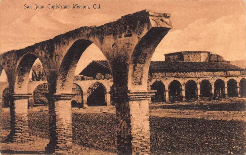 San Juan Capistrano Mission, California, Early Postcard, Used in 1910