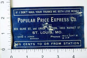 Victorian Poster Stamp Label Popular Price Express Co. F30