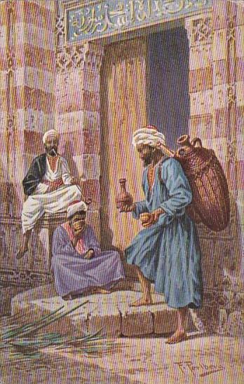 Arab Water Sellers In Traditional Costume Signed Perlberg