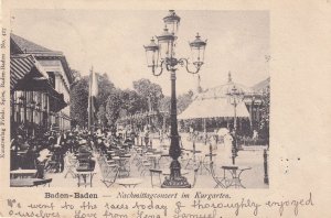 Kurgarten Cafe Baden Germany 1903 Horse Racing Message Postcard