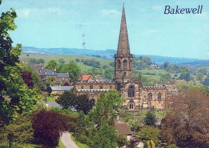 VINTAGE CONTINENTAL SIZE POSTCARD THE PARISH CHURCH BAKEWELL UK MAILED 1997