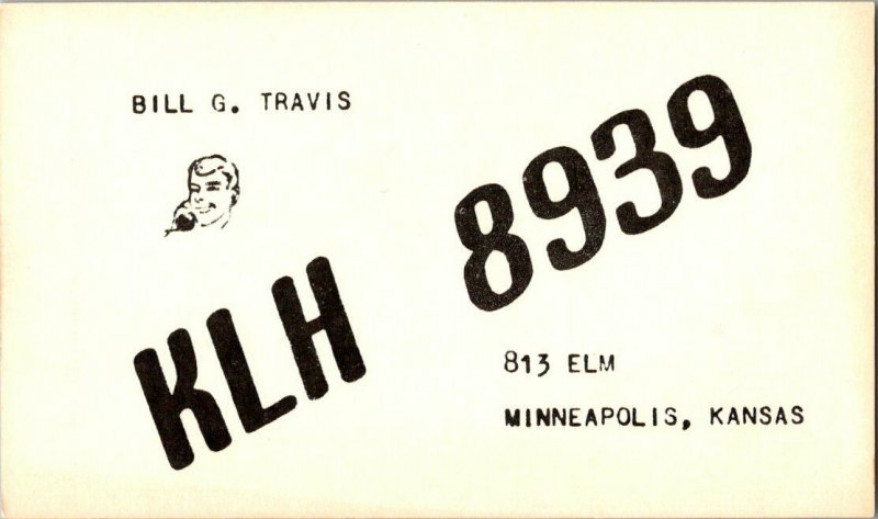 QSL Radio Card From Minneapolis Kansas KLH 8939 