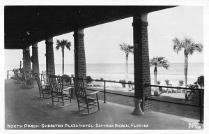 Daytona Beach Florida Sheraton Hotel North Porch Real Photo Postcard KK357