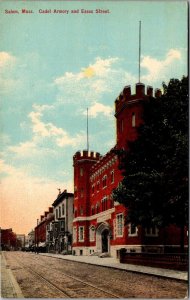 Cadet Armory and Essex Street, Salem MA Vintage Postcard S42