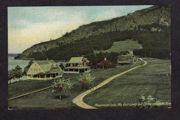 ME Golf Course Links MOOSEHEAD LAKE MAINE Postcard Mt Kineo Camp Cottage Vintage