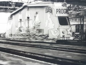 Old Tram Photo Postcard Progress Decorated as The Mayflower Ship 1957 Blackpool