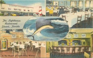 Cline Lighthouse Restaurant multi View Stuart Florida Postcard roadside 14201