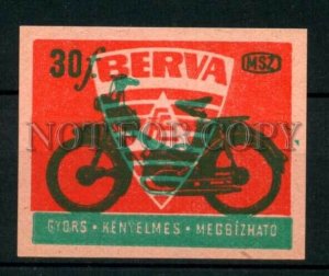 500722 HUNGARY BERVA motorcycle ADVERTISING Old match label