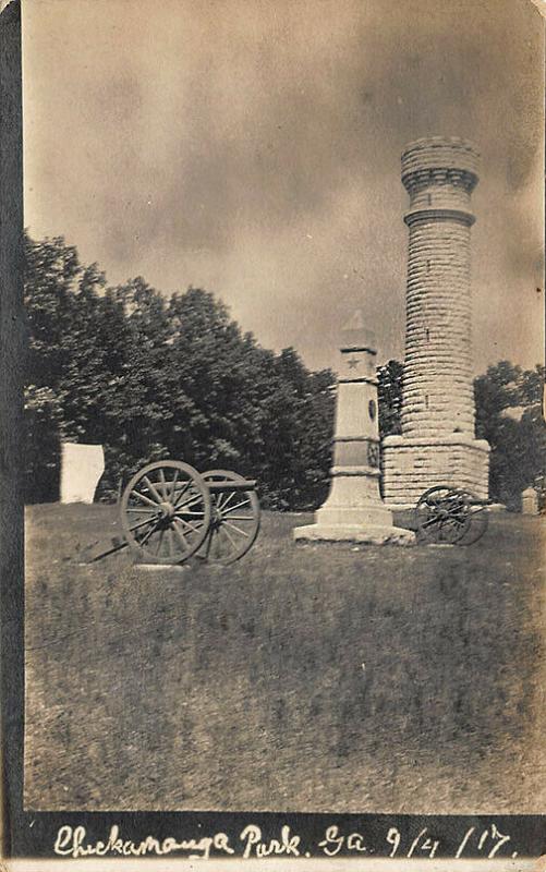 Chickamauga Park GA 1863 Civil War Battle Monuments Real Photo Postcard