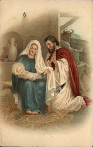 Christmas Nativity Baby Jesus Mary and Joseph c1910 Vintage Postcard