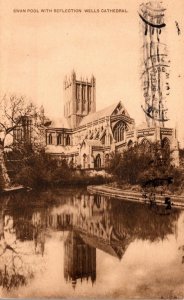 England Wells Cathedral Swan Pool With Reflection