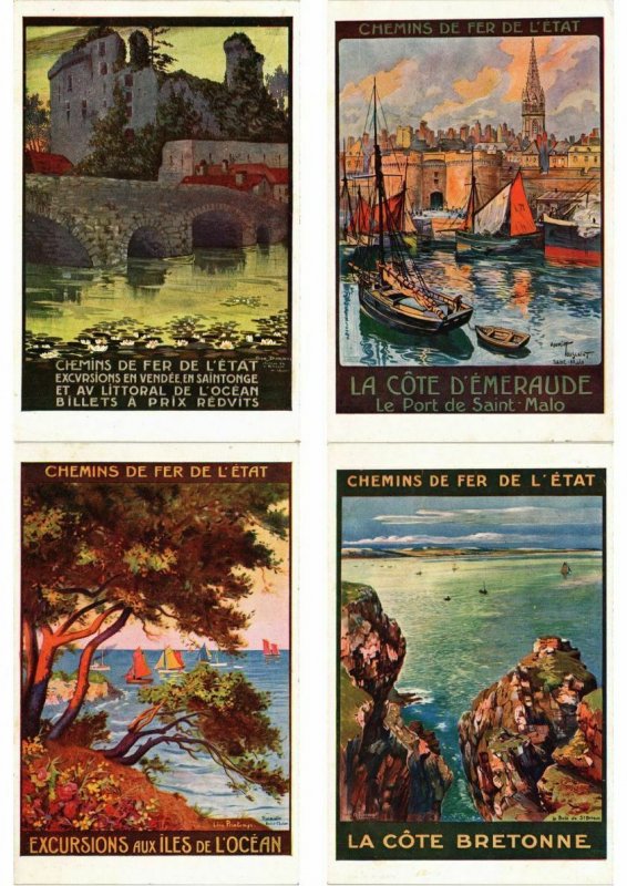 ADVERTISING TRAINS, CHEMIN DE FER POSTER STYLE 33 Vintage Postcards (L2735)