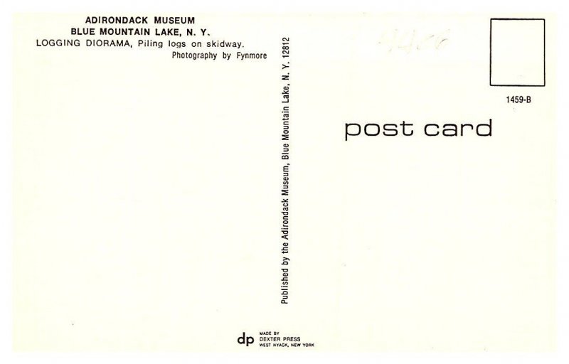 New York Blue Mountain Lake, Logging Diorama