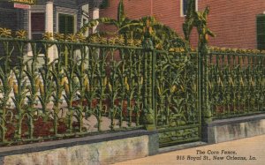 Vintage Postcard Corn Fence Old French Quarter Royal St. New Orleans Louisiana