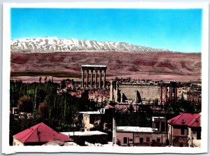 VINTAGE POSTCARD CONTINENTAL SIZE TINTED RPPC PANORAMIC VIEW OF BAALBEK LEBANON