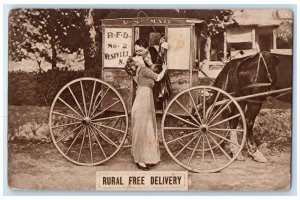 Couple Romance US Mail Horse Carriage Rural Free Delivery Westville NJ Postcard