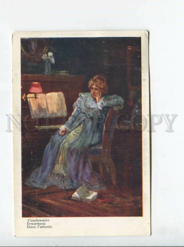 3175983 ILLUMINATED Lady reading Book PIANO by SZCZAWINSKI old