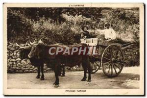 Postcard Rustic hitch Oxen Auvergne