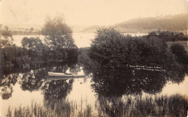 Lake Cuba New York Waterfront Row Boat Real Photo Antique Postcard K96451