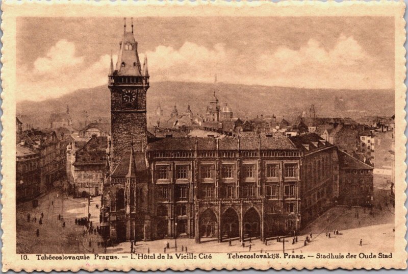 Czech Republic Prague Prag Town Hall Vintage Postcard C095