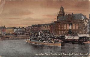 uk17042 gorleston river boats and town hall gt yarmouth  uk