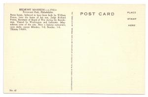 Belmont Mansion Philadelphia H.T. MacNeill 1950 Postcard