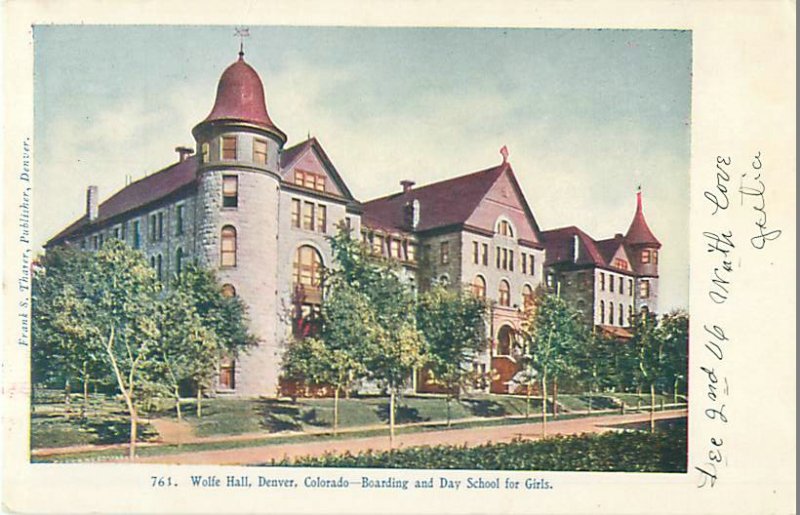 Wolfe Hall Boarding School for Girls, Denver Colorado Undivided Back Postcard