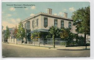 General Sherman's Headquarters Savannah Georgia 1910c postcard