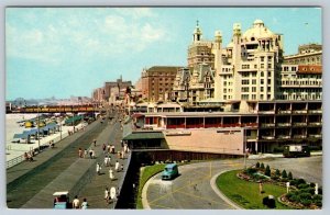 Beach, Boardwalk, Hotels, Atlantic City, New Jersey, Vintage Chrome Postcard