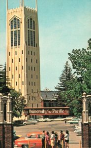 Vintage Postcard Burns Tower University Of Pacific Stockton California Fritz Pub