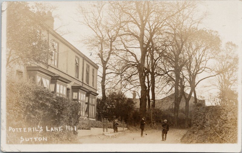 Potterill Lane Sutton Yorkshire England 3 Boys Real Photo Postcard F22 *as is