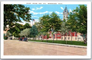 Courthouse And Jail Menominee Michigan MI Building Grounds Postcard