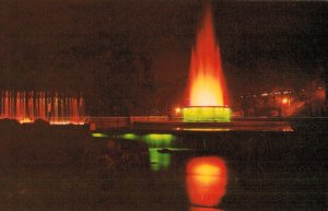 Spectacular illuminated fountain display in the Sunken Garden of beautiful He...