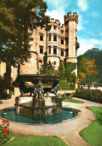 Vintage Postcard Schlob Hohenschwangau Mit Lowenbrunnen Bavaria Germany DE