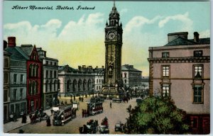 c1910s Belfast Ireland Albert Memorial Clock Tower Square Street Scene Trams