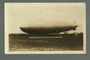 Lakehurst NEW JERSEY RPPC c1930 GRAF ZEPPELIN Dirigible Airship LANDING Arrival